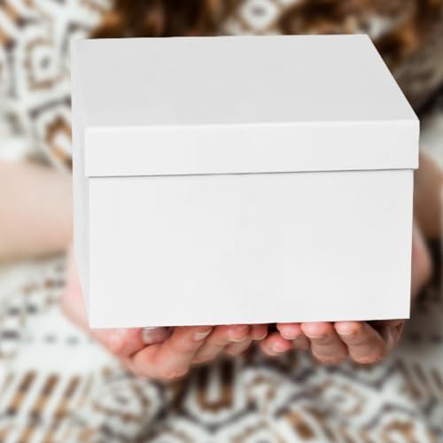 White Gift Boxes for Presents 4 Pack Nesting Gift Boxes with Lids，3.7“-6.4“ Assorted Sizes Square Stackable Boxes for Birt...