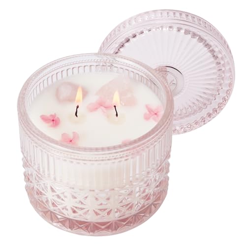 Chloefu LAN Pink Crystal Candles Champagne Bubbles Candle for Home Scented, Non-Toxic, Unique Meditation Spiritual Gifts, ...