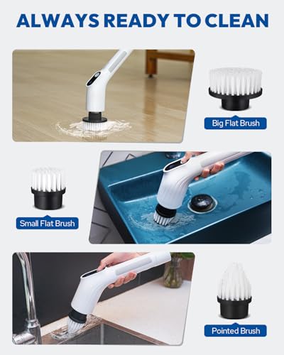Electric Spin Scrubber for Cleaning - Upgraded Cordless Cleaning Brush Scrubber - IPX7 Waterproof Power Scrubber with 7 Br...