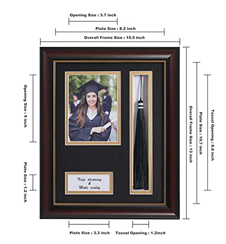 ELSKER&HOME 8.5 x 11 Graduation Frame with Tassel Holder for 4x6 Photo| 8.5x11 Shadow Box Picture Frame, Graduation Mahoga...