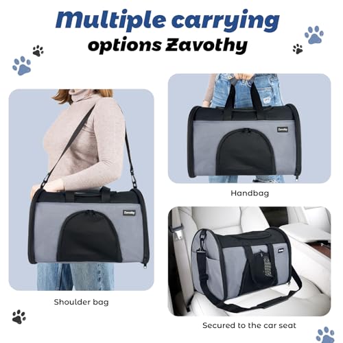 Zavothy TSA Airline Approved Soft-Sided Pet Carrier for Small to Medium Cats and Puppies, Up to 15 Lbs – Collapsible Trave...