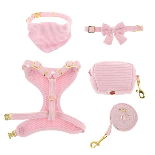 RENEWREVITAL Dog Harness, Cute Dog Collar Harness with Bow, Adjustable Leash Set for Puppies, Breathable Pet Vest, Medium,...