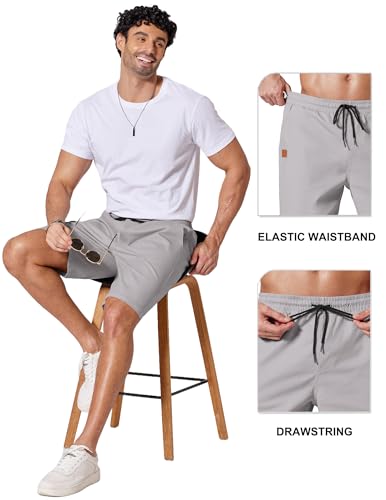 COOFANDY Mens Casual Shorts 9" Chino Cotton Shorts Summer Beach Drawstring Shorts with Pockets