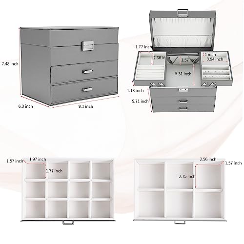Dajasan Jewelry Organizer Box, Large Jewelry Boxes for Women Girls, Space-Saving 4 Layers Jewelry Storage Case with Drawe...