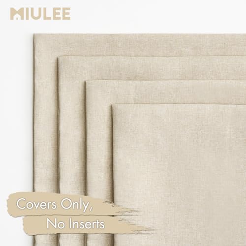 MIULEE Pack of 4 Decorative Outdoor Throw Pillow Covers Linen Waterproof Pillow Covers Farmhouse Cushion Cases for Patio G...