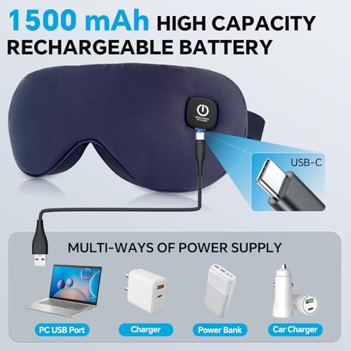 Cordless Heated Eye Mask for Dry Eyes Relief, with 3 Heat Settings, Washable Eye Cover, Warm Heating Pad for Stye Eye Trea...
