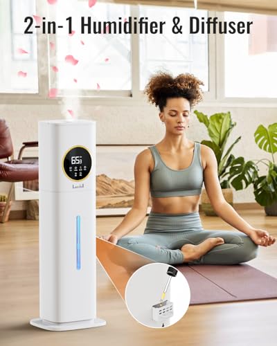 Humidifiers for Bedroom, 2.1Gal/8L Humidifier large room with Essential Oil Diffuser, Night Light, Top Fill Whole House Co...