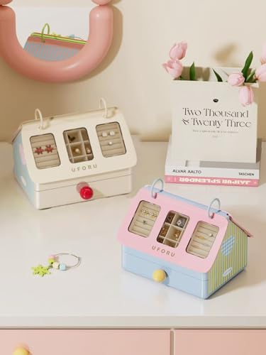 Reflygen Lovely Jewellery Storage Box,Multi-Compartment Clear Window For Earrings,Rings,Necklaces,Portable Desktop Storage...