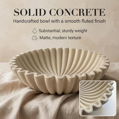 OAKOA Concrete Decorative Bowl - Organic Modern Home Decor Bowl - Decorative Objects - Cement Fruit Bowl - Modern Organic ...