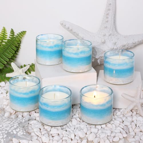 FLAVCHARM 6 Pack Candles for Home Scented Aromatherapy Candles Gift Set Clean Burning Non Toxic Long Lasting Ocean Theme V...