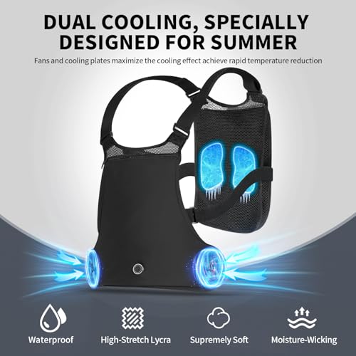 THEKUKU Cooling Vest with 3 Fans and Cooling Plate, Dual Battery Pack (2x30000mAh), Portable Air Conditioner Vest for Men ...