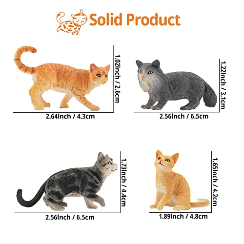 Toymany 8PCS Grey & Orange Cat Figurines Set, Realistic Cat Figures Kitten Toys, Cat Cake Toppers Easter Egg Birthday Gift...
