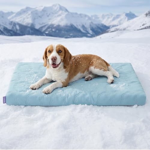 LE SURE Cooling Dog Beds Large Sized Dog, Q-Max>0.5 Cooling Mat with Removable Washable Cover, Breathable Orthopedic Egg C...