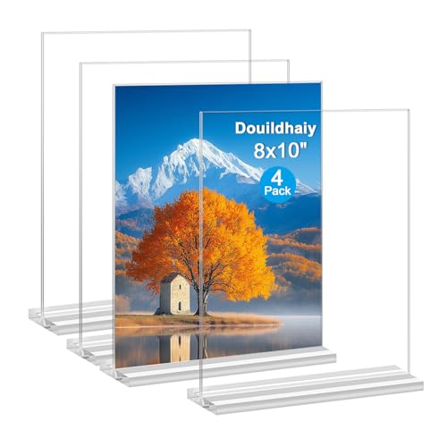Douildhaiy Acrylic Picture Frames 8x10 inches, 4 Pack Clear Plastic Picture Frames Holder Standing,8x10 Double Sided Pictu...
