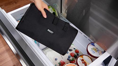 PackIt Freezable Grocery Tote, with EcoFreeze Technology, Foldable, Reusable, Zip Closure, Dual Handles