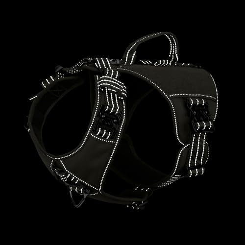 ICEFANG GN8 Tactical Dog Harness with 4X Metal Buckles for Large Sized Dogs,Reflective in Training Walking K9 Dog Vest,No-...