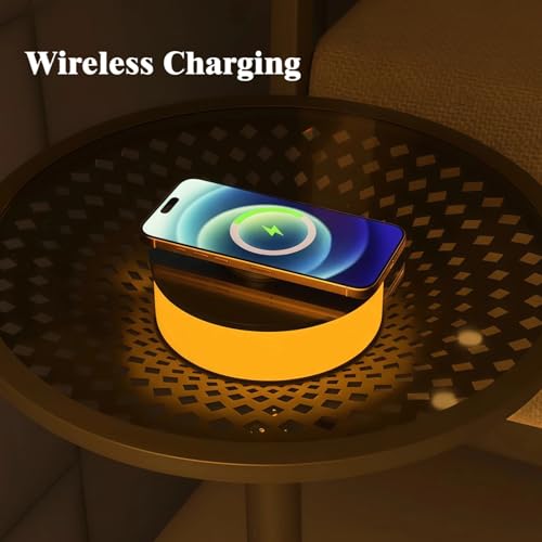 JOOFO End Table, Side Table with Ambient Light and Wireless Charging, Nightstand, Small End Table for Bedroom and Living R...