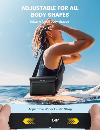 Lamicall Waterproof Fanny Pack Pouch [Elastic Waist Strap] - IPX8 Dry Bags Water Proof Pouch for Swimming, Beach, Kayakin...