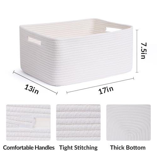 MiniArk Large Storage Baskets for Organizing, Closet Shelf Baskets for Clothes Blanket Towels, Baby Nursery, Toy Bins Box,...