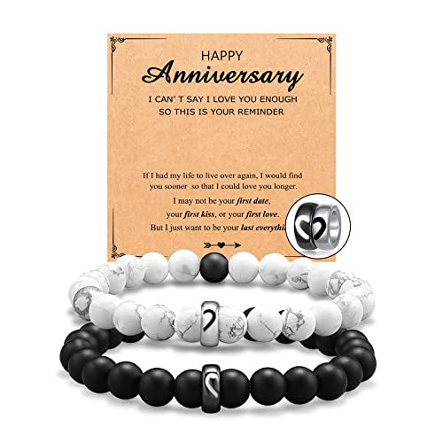 UNGENT THEM Matching Couple Ring Bracelets for Boyfriend Girlfriend Husband Wife Valentines Anniversary Birthday Engagemen...