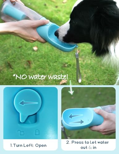 Portable Water Bottle for Small Dogs, 3 in 1 Animal Pet Travel Bowl Dispenser with Food Treat Container & Poop Bag Holder,...