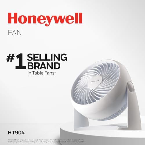 Honeywell TurboForce Air Circulator, Small Tabletop Fan, Quiet Personal Fan for Home or Office, 3 Speeds, 90 Degree Pivoti...