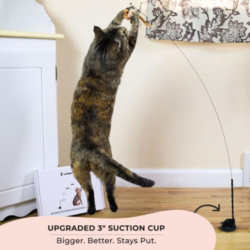 Whiskertons Interactive Bird Simulation Cat Toy Set, Interactive Cat Toys for Indoor Cats, Cat Feather Toy, Self-Holding S...