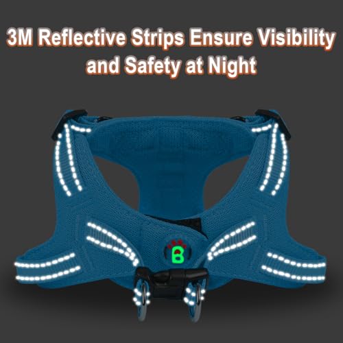 BARKBAY Dog Harness, Reflective Adjustable Puppy No Pull Harness, Breathable Soft, Blue, XXS