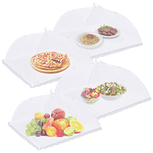4 Pack Mesh Food Covers 17 inch, Large and Tall Food Covers, Pop-Up Mesh Food Covers Tent Umbrella for BBQs, Outdoors, Scr...