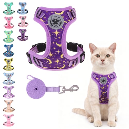 BEAUTYZOO Cat Harness, Escape Proof Cat Leash and Harness Set for Walking, Soft Breathable Vest Harness with Neck Adjustab...
