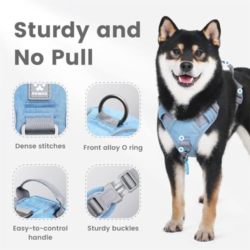 Pawaii No Pull Dog Harness with Pet ID Tag,Reflective Strips No Choke Front O Ring Breathable Mesh Adjustable Soft Padded ...