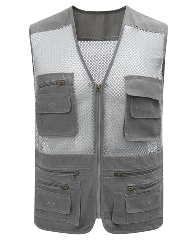Gihuo Men's Fishing Safari Vest with Pockets for Summer Travel
