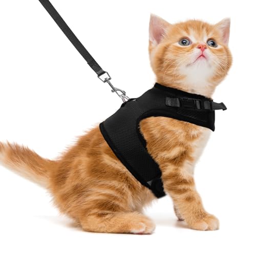 PUPTECK Soft Mesh Cat Vest Harness and Leash Set Puppy Padded Pet Harnesses Escape Proof for Cats Small Dogs Rabbits Bunn...
