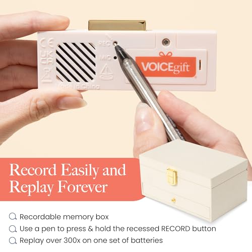 VOICEGIFT Memory Box, Recordable Memory Box with Removable Voice Recorder Module, Decorative Keepsake Box for Photos & Jew...