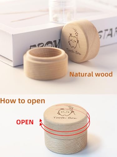 iwoohome Tooth Fairy Box for Girls and Boys Wooden Cute Tooth Box with Transparent acrylic bottle, Lost Teeth Storage for ...