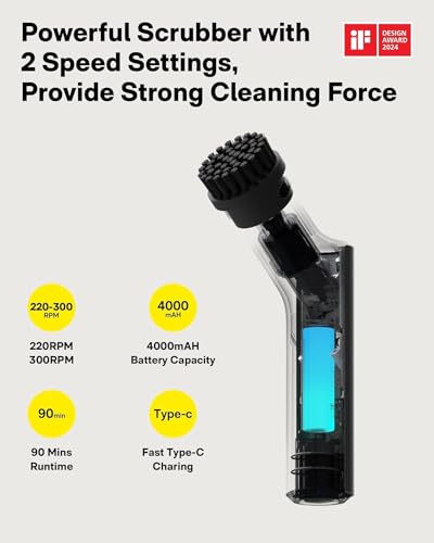 HOTO 3 Pcs Replacement Pads for Cordless Spin Scrubber, Suitable for HOTO Electric Scrubber with Long Handle Only, Power C...
