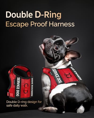 FAYOGOO Service Dog Vest for Small Dogs - Breathable Air Mesh Service Dog Harness with Leash & 6 Patches, Adjustable No-Ch...