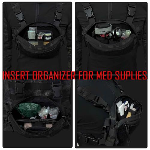 6 Piece Tactical Bag Insert Pack, Modular Elastic Loop Panel Organizers Pouch Insert Attachment with Hook Backed Fastener ...