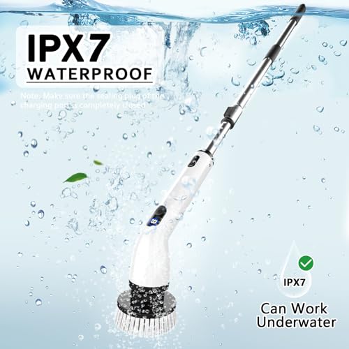 TUYU Electric Spin Scrubber, Full-Body IPX7 Waterproof Bathroom Scrubber with Power LCD Display, Adjustable Extension Hand...
