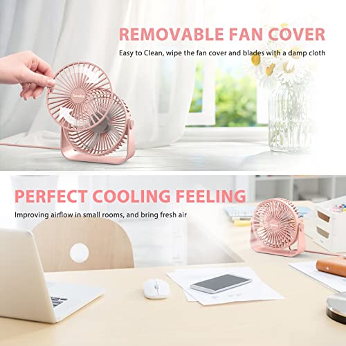 FARADAY USB Desk Fans 5 Inches Portable Table Fans 360° Head Rotation Small Personal Desktop Fan for Home Office, 3 Speed...