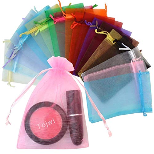 Tojwi 50pcs Organza Bags-Mix Color 3.54''x4.33''(9x11cm) Satin Drawstring Organza Pouch Wedding Party Favor Gift Bag Jewel...