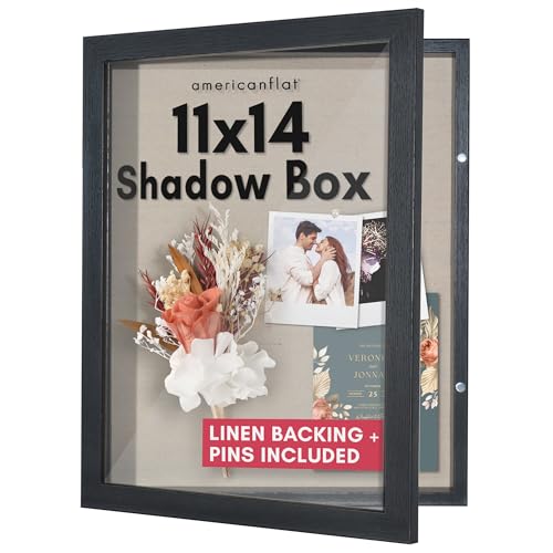 Americanflat Front Opening 11x14 Shadow Box Frame with Shatter-Resistant Glass - Silhouette Collection - Shadow Box Displa...