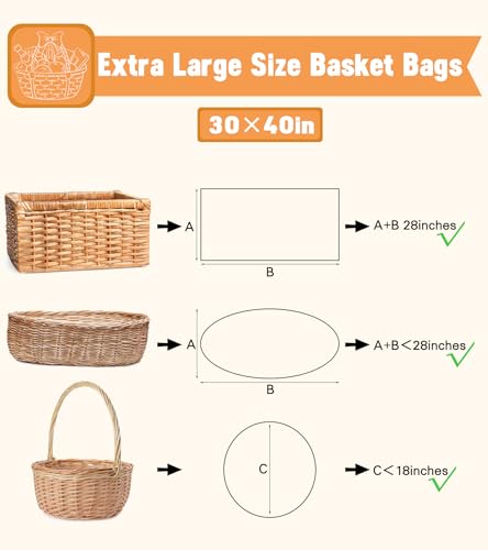 Yuiicaov 6PCS Extra Large Cellophane Bags, 30x40 Inches Clear Cellophane Wrap for Gift Baskets, Jumbo Huge Packaging Clear...