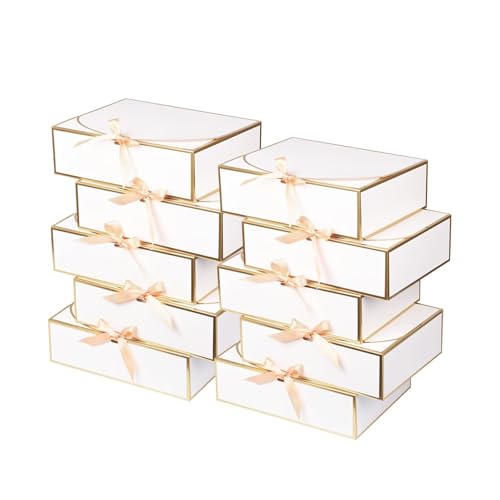 10 Pack Large Gift Boxes with Lids, 12.6x9.8x3.1 Inch Bridesmaid Proposal Box, White Gift Boxes for Presents, Wedding, Gra...