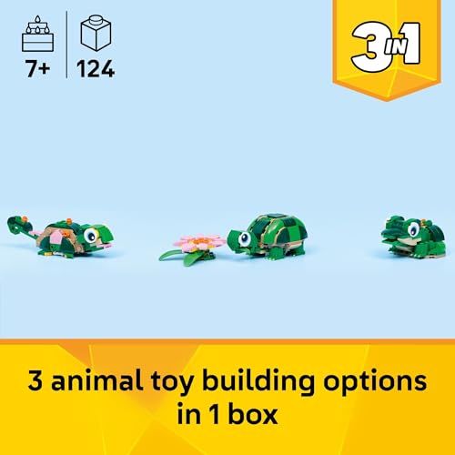 LEGO Creator 3 in 1 Turtle with a Water Lily Flower Building Toy for Girls & Boys - Kids Build a Chameleon, Frog, or Turtl...