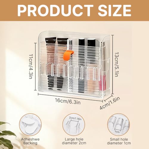 FHDUSRYO 2 Pack Wall-Mounted Makeup Brush Holder, 16-Slot Eyeliner Lip Liner Organizer Holder, Makeup Organizer for Make U...