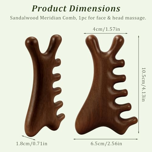 Brvlsoc Natural Sandalwood Gua Sha Tool – 4-in-1 Face & Body Massager for Lymphatic Drainage, Jawline Lift, Nose Sculpting...