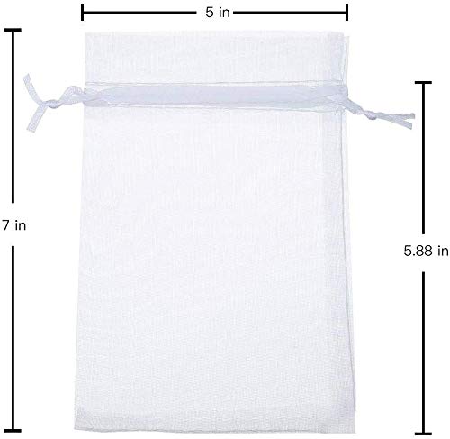 Stratalife Organza Bags 5x7 Drawstring Baggies 100 Pcs Small Mesh Jewelry Pouches Party Favor Goodie Bags for Wedding Tull...