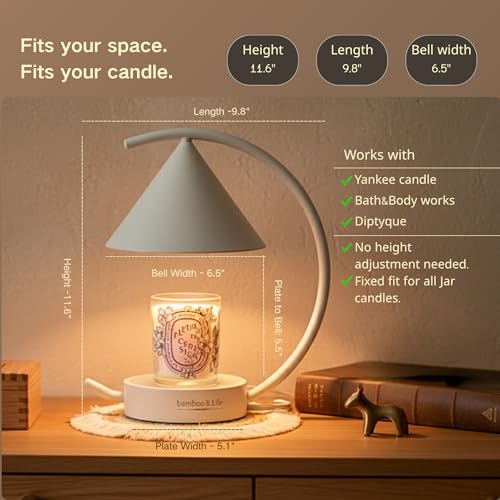 Bamboo&Life® Moonlit TouchOn Candle Warmer Lamp,4-Pc Eco-Luxury Set,Authentic Japan Moon Design,US Brand,UL&ETL Certified ...
