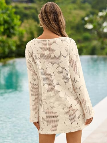 Glamaker Womens Swimsuit Coverup 2026 Crochet Bathing Suit Swimwear Summer Beach Mini Dress Resort Wear Vacation Outfits